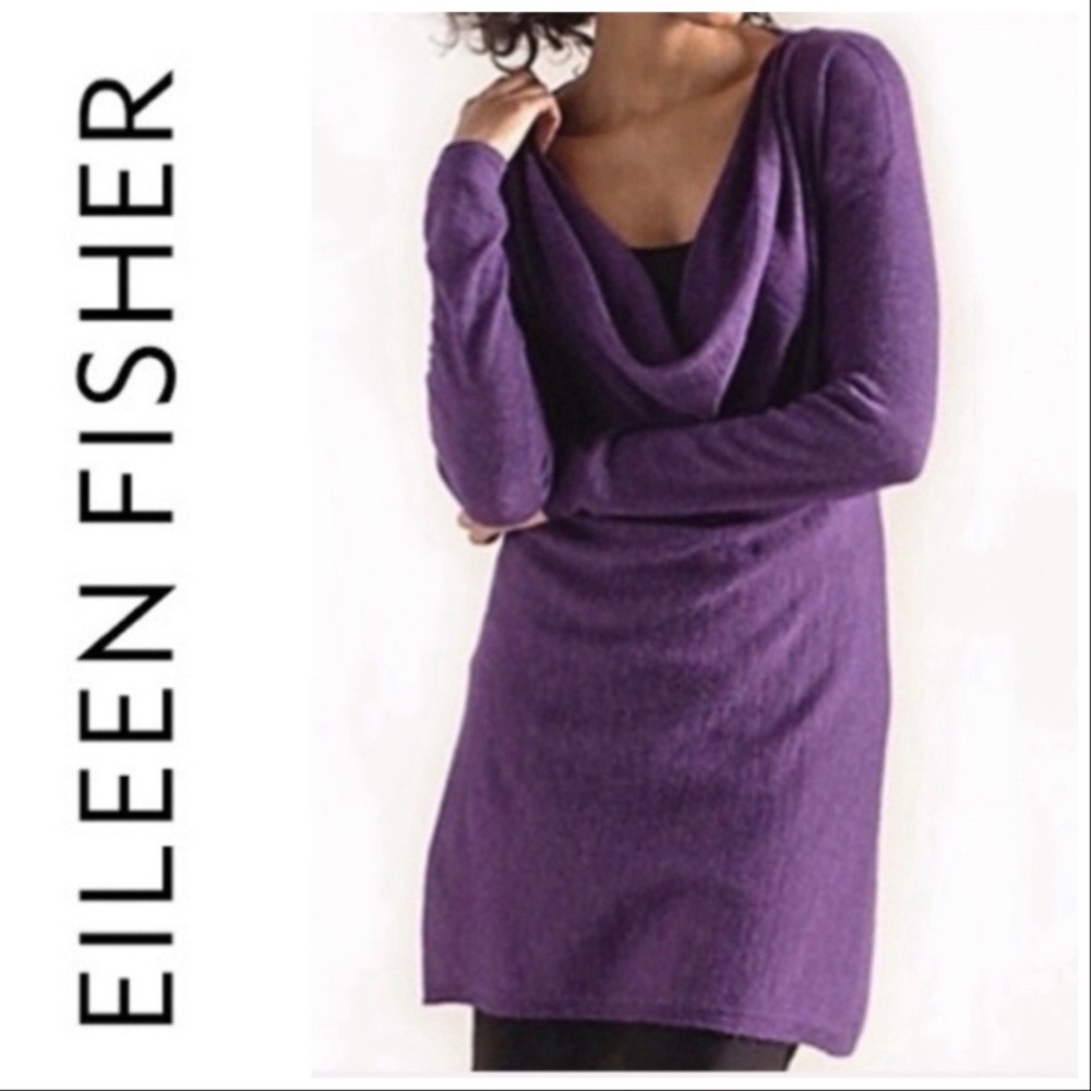 Eileen Fisher Cowl Neck Alpaca Purple Sweater LP